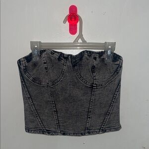 Gray Denim Bustier Top